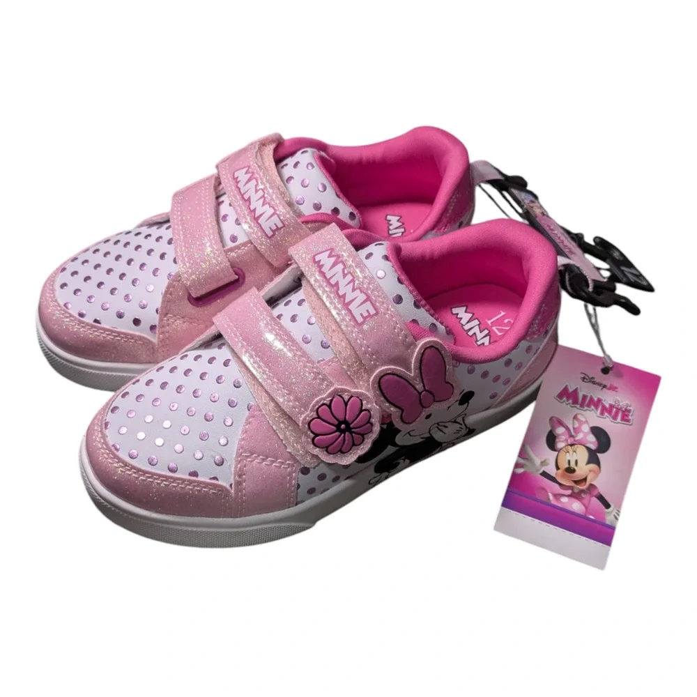 Disney Minnie Mouse Pink Girls Shoes Size 12 NWT Velcro